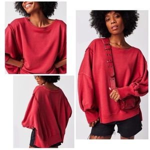 FREE PEOPLE | NWOT • RARE • We The Free Camden Sweatshirt in Dark Red